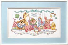 click here to view larger image of Toy Shelf Birth Record (counted cross stitch kit)