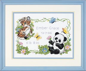 click here to view larger image of Baby Animal Birth Record (stamped cross stitch kit)