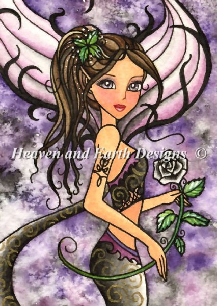 click here to view larger image of Black Rose Mermaid - Quick Stitch - Nadia Tate	 (chart)